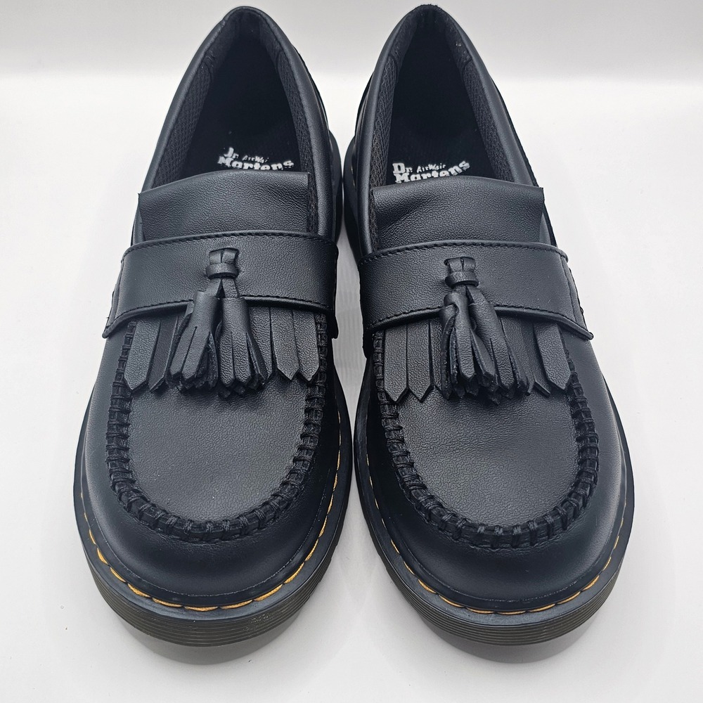 Dr Martens Adrian J Black Leather Tassel Loafers Unisex Kids US 4M 5L EU 36